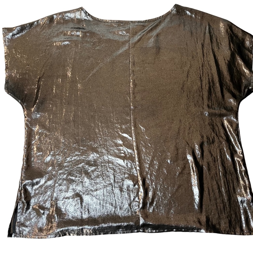 Dark Silver Gray Metallic Sheer Top by XXI - Picture 4 of 6